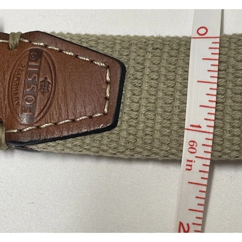 FOSSIL BEIGE CANVAS‎ LEATHER METAL BUCKLE SIZE 38